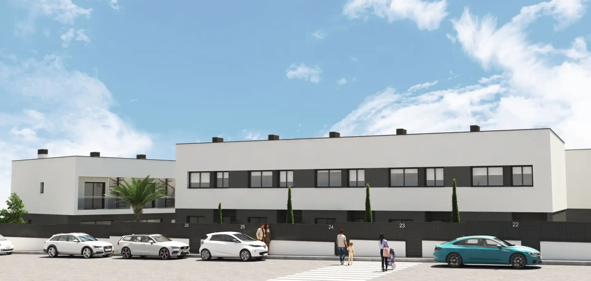 Außenansicht von Einfamilien-Reihenhaus zum Verkauf in El Vendrell mit Klimaanlage, Heizung und Privatgarten