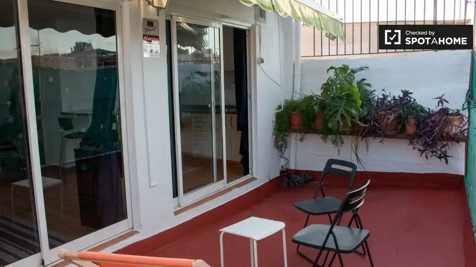 Terraza de Piso de alquiler en Barcelona con Aire acondicionado, Calefacción y Amueblado