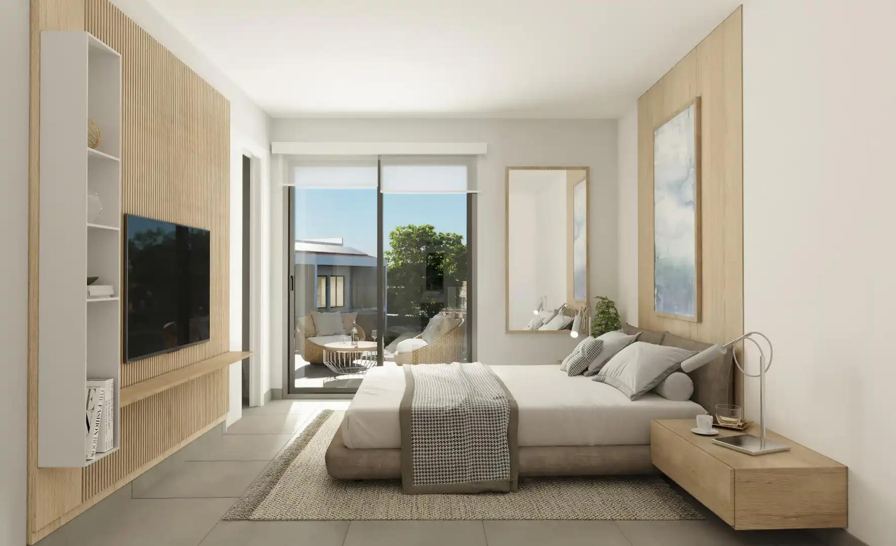 Schlafzimmer von Dachboden zum Verkauf in  Palma de Mallorca mit Klimaanlage, Heizung und Privatgarten