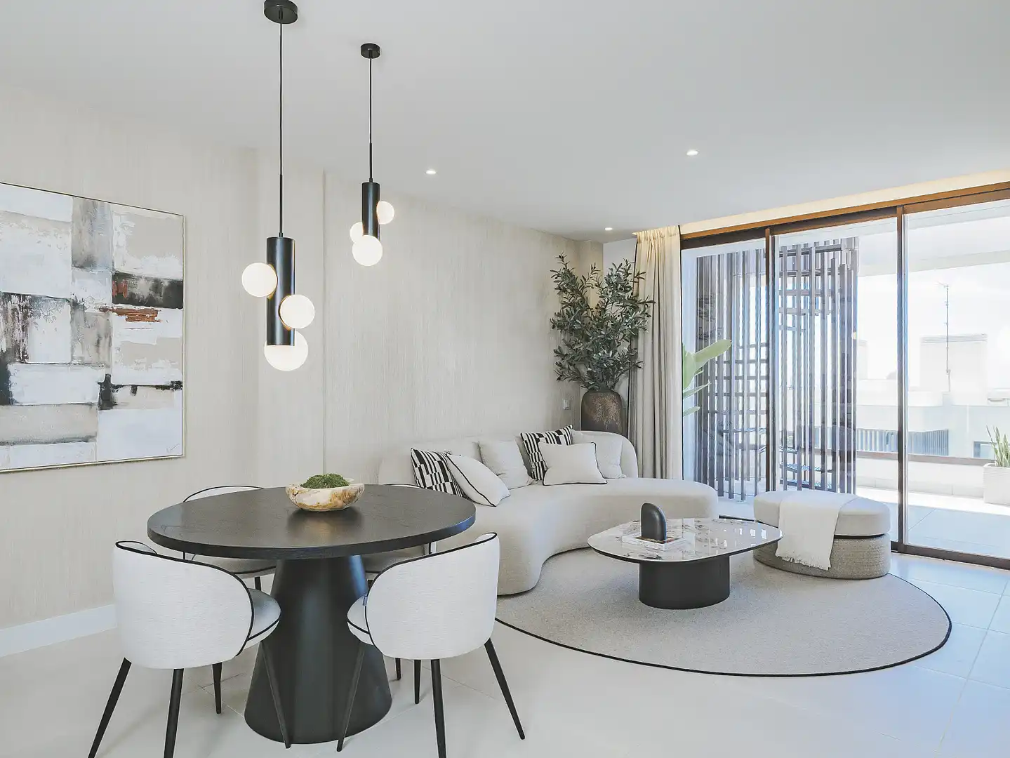 Wohnzimmer von Wohnungen zum Verkauf in Fuengirola mit Klimaanlage, Terrasse und Abstellraum