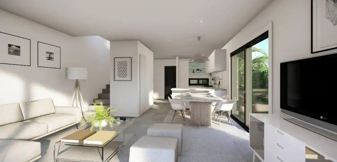 Living room of Detached homes for sale in Sant Antoni de Portmany  with Air Conditioner, Private garden and Terrace