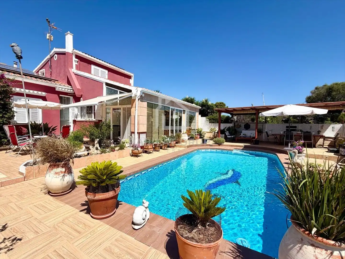 Swimming pool of Houses for sale in Sant Lluís  with Air Conditioner, Heating and Private garden