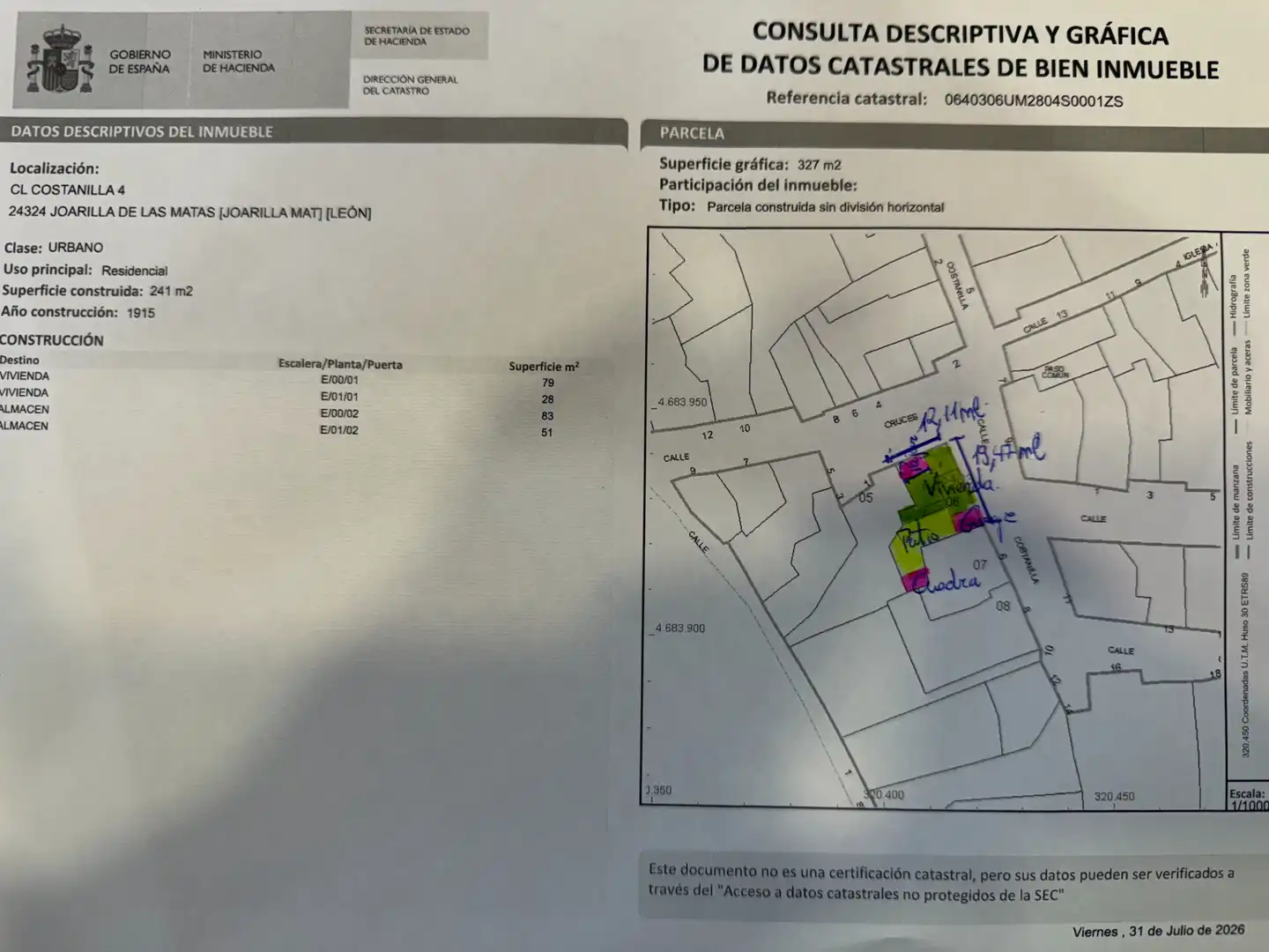 Finca rústica en venda en Joarilla de las Matas amb Calefacció, Jardí privat i Traster