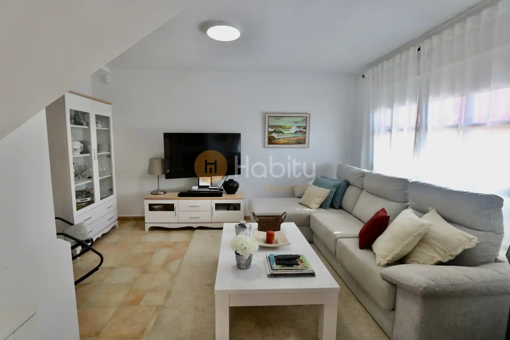 Sala d'estar de Casa adosada en venda en Fuente Álamo de Murcia amb Aire condicionat, Calefacció i Jardí privat