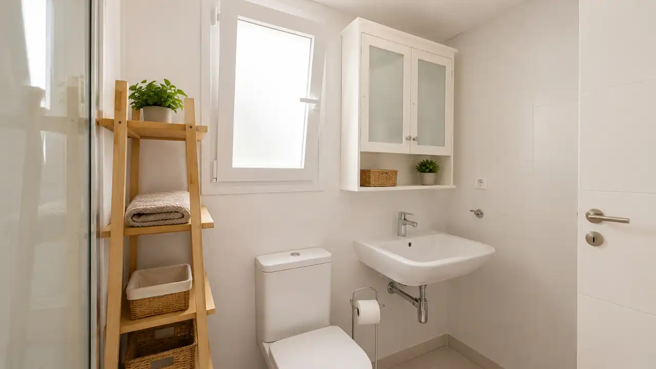 Baño de Apartamento de alquiler en Marbella con Aire acondicionado, Calefacción y Terraza