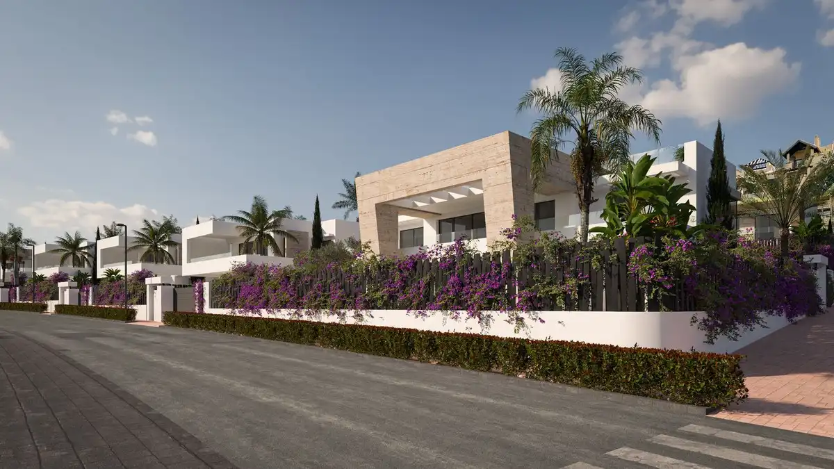 Exterior view of Houses for sale in Estepona  with Air Conditioner, Private garden and Terrace