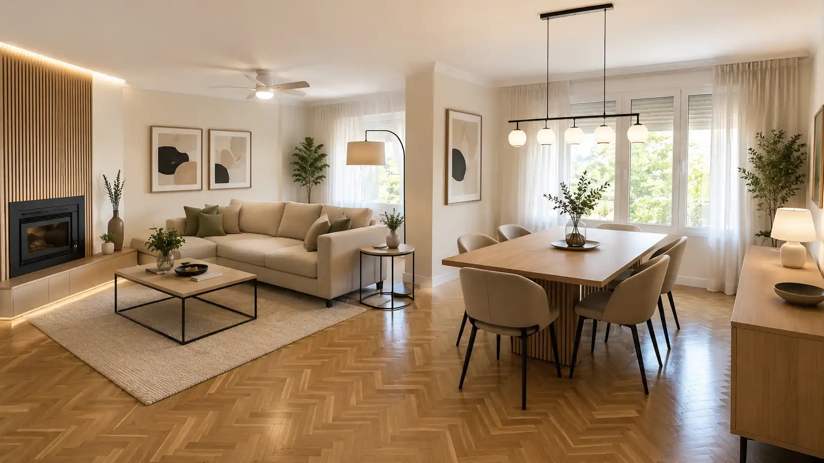 Sala d'estar de Casa adosada en venda en Las Rozas de Madrid amb Calefacció, Jardí privat i Parquet