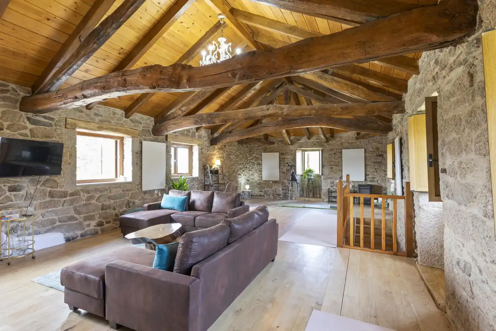 Wohnzimmer von Country house zur Miete in Friol mit Privatgarten, Abstellraum und Möbliert