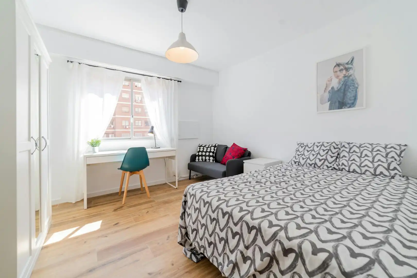 Schlafzimmer von Wohnung zur untervermieten in Valencia mit Möbliert, Waschmaschine und Internet