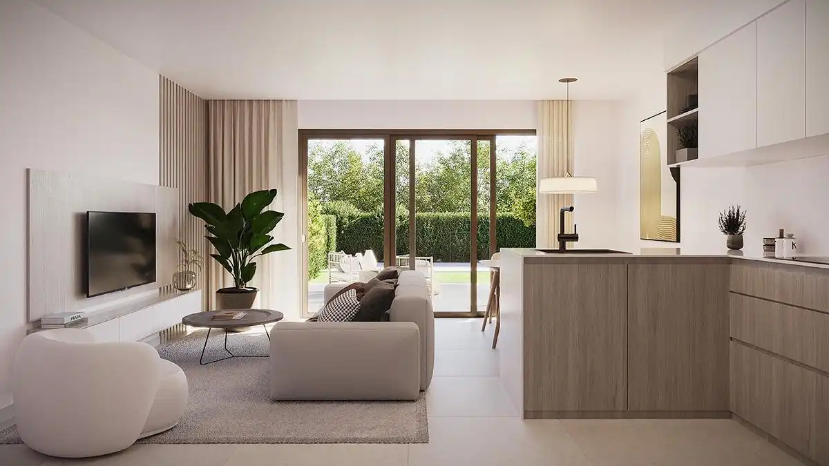 Wohnzimmer von Wohnungen zum Verkauf in Estepona mit Klimaanlage, Terrasse und Abstellraum