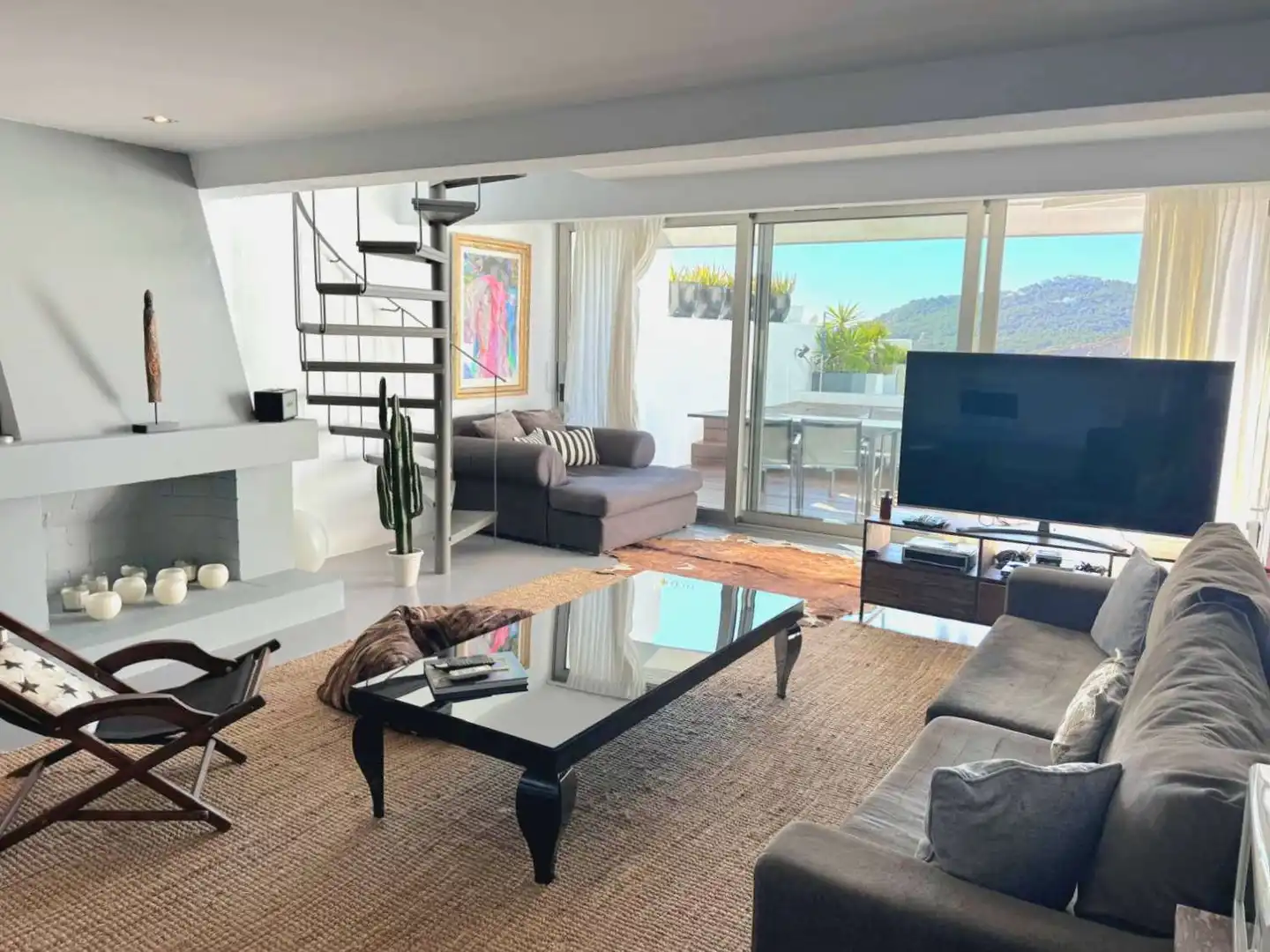 Living room of Duplexes for rent in Santa Eulària des Riu  with Air Conditioner, Heating and Terrace