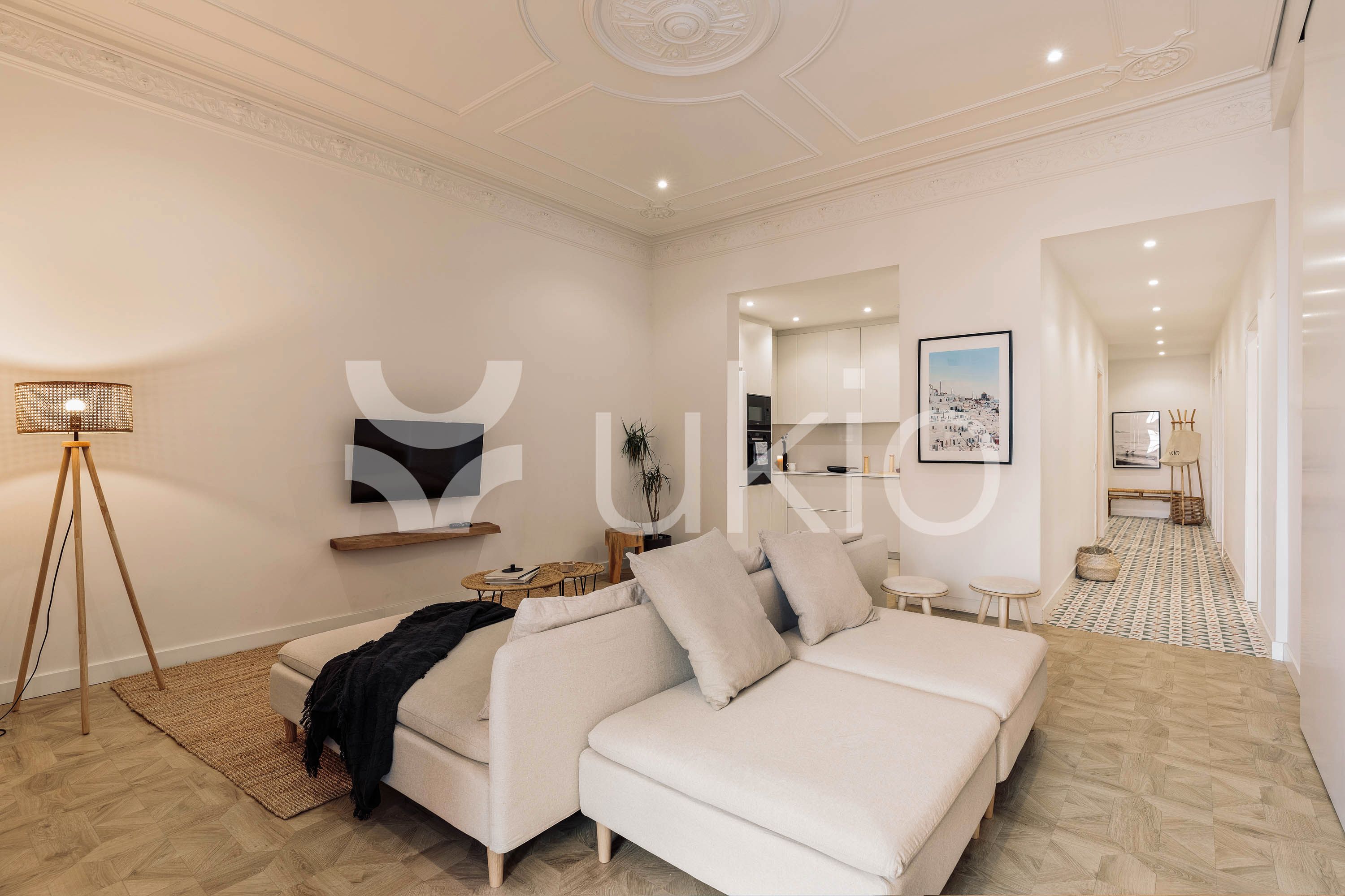 Sala d'estar de Apartament de lloguer en  Barcelona Capital amb Aire condicionat, Moblat i Forn