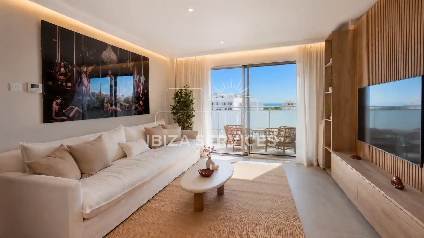 Living room of Flat for rent in Eivissa  with Air Conditioner, Private garden and Swimming Pool