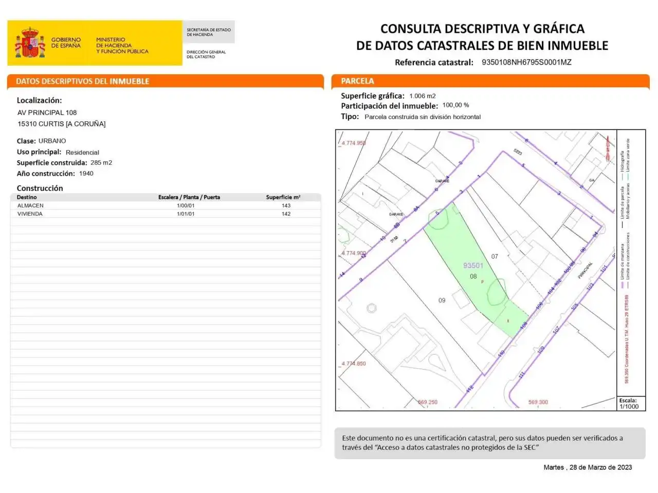 Casa adosada en venta en Avenida Principal, 108, Curtis