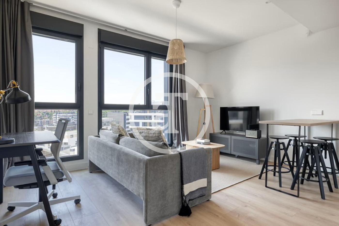 Sala d'estar de Pis de lloguer en  Madrid Capital amb Aire condicionat, Calefacció i Moblat