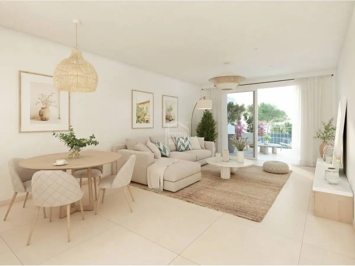 Sala de estar de Apartamento en venta en Es Mercadal con Jardín privado, Terraza y Piscina