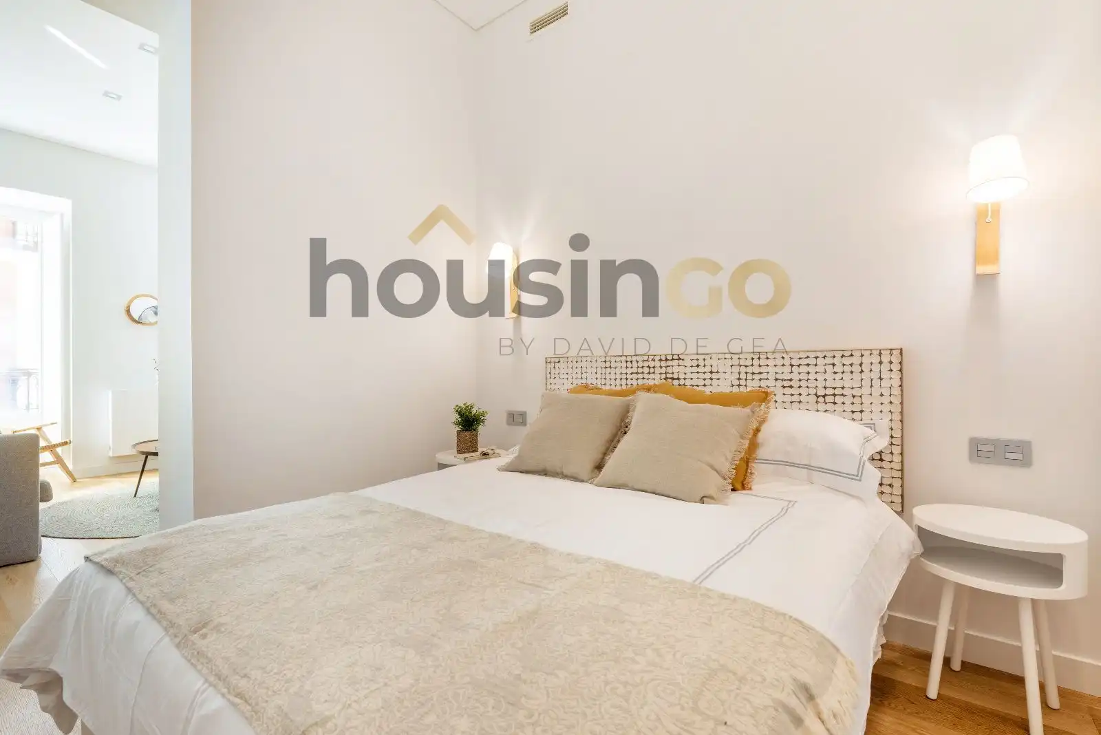 Schlafzimmer von Wohnung zur Miete in Madrid mit Klimaanlage, Terrasse und Möbliert