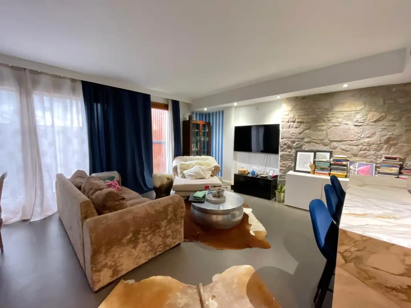 Wohnzimmer von Wohnung zum Verkauf in Moià mit Heizung, Privatgarten und Ofen