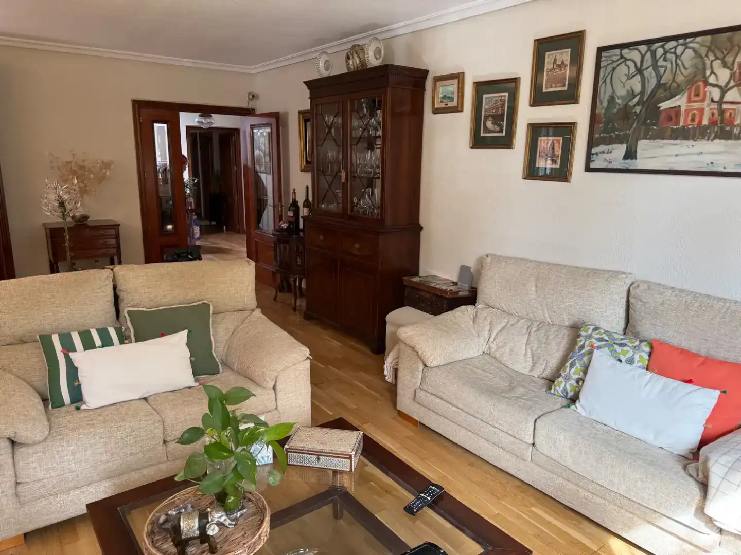Sala de estar de Piso en venta en Las Rozas de Madrid con Aire acondicionado, Jardín privado y Parquet