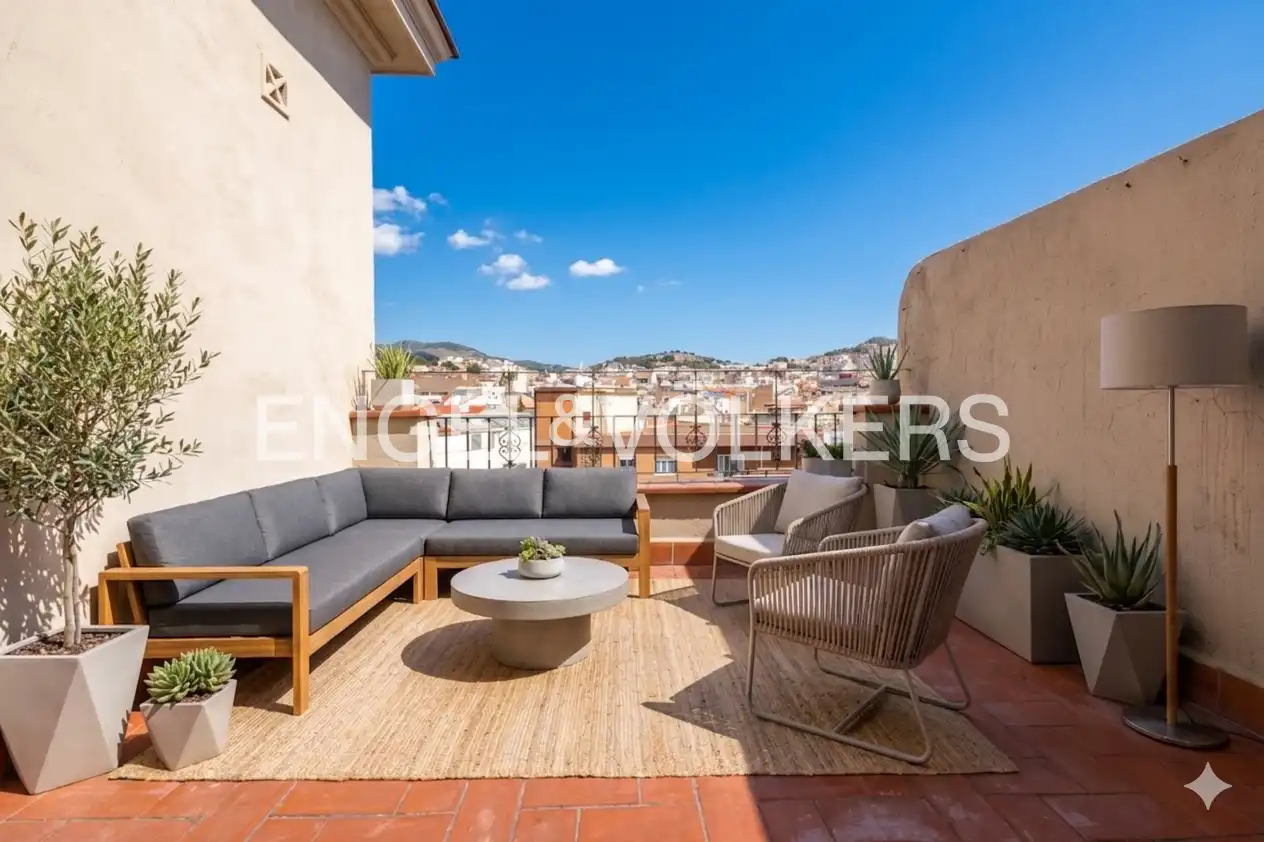 Terrasse von Dachboden zum Verkauf in Barcelona mit Klimaanlage, Heizung und Parkett
