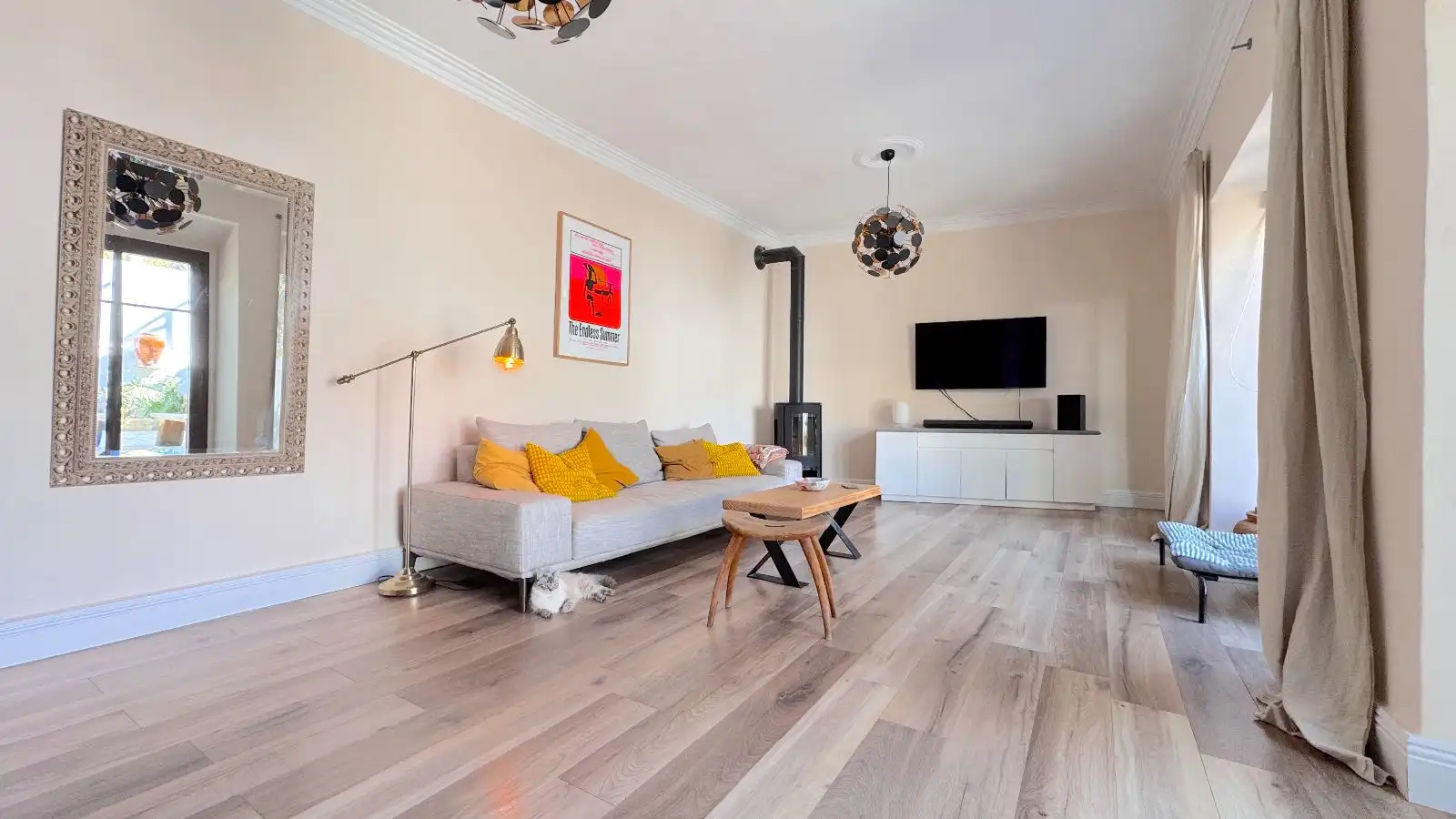Sala d'estar de Casa adosada en venda en Esporles amb Calefacció, Parquet i Terrassa