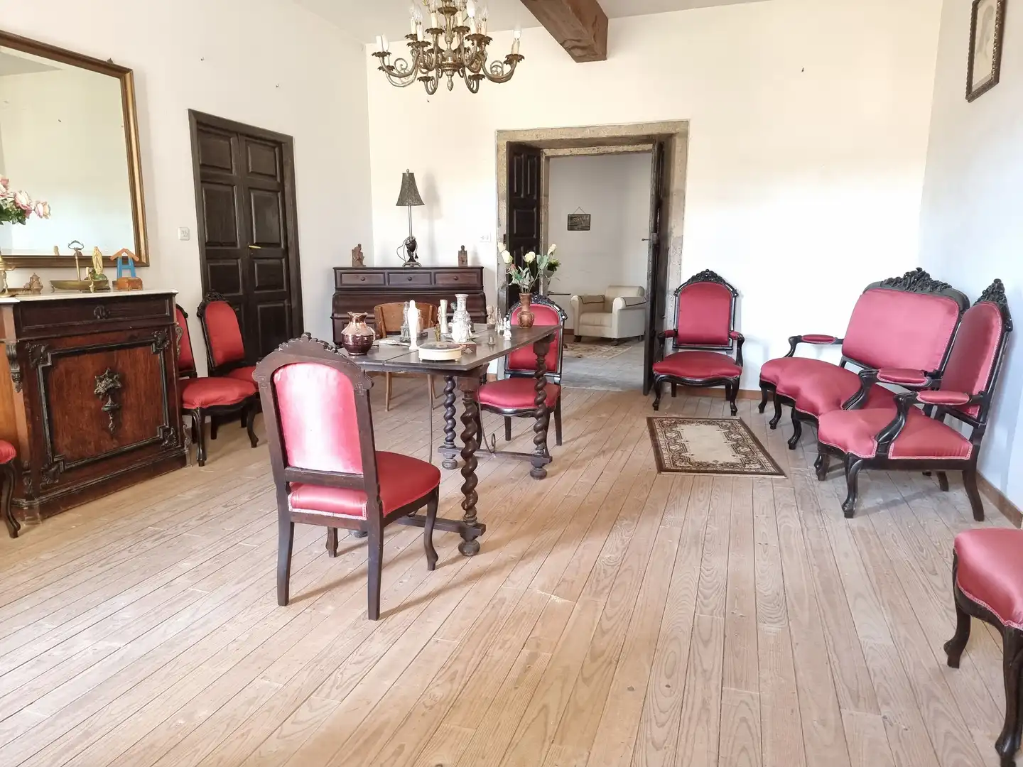 Esszimmer von Country house zum Verkauf in A Estrada  mit Privatgarten, Parkett und Terrasse