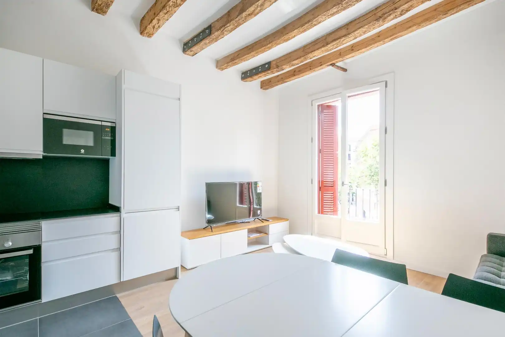 Wohnzimmer von Wohnung zur Miete in Barcelona mit Klimaanlage, Heizung und Parkett
