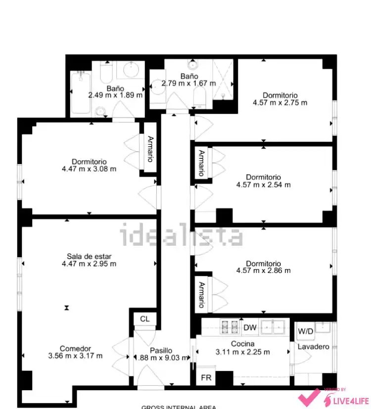 Flat for rent in Valencia  with Air Conditioner, Heating and Furnished