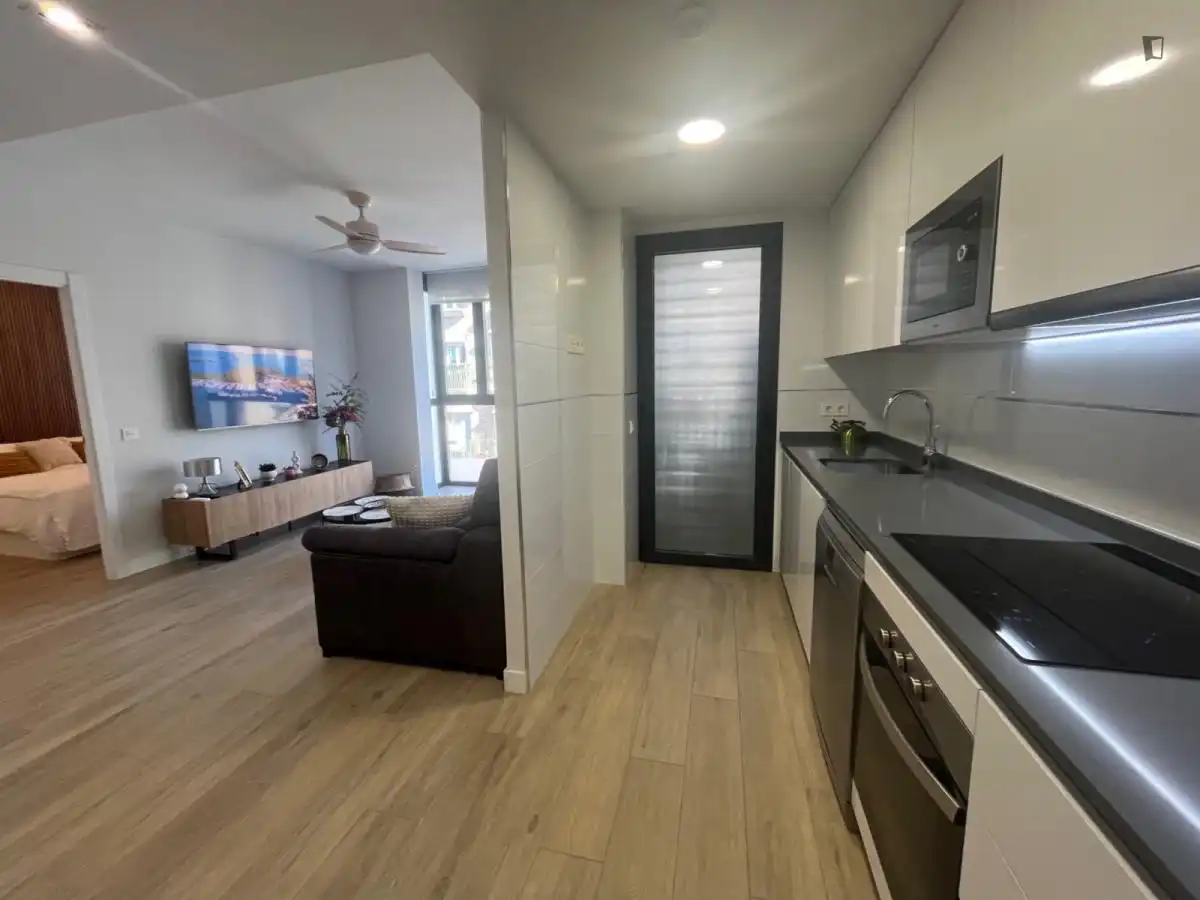 Cuina de Apartament de lloguer en Madrid amb Aire condicionat, Calefacció i Moblat