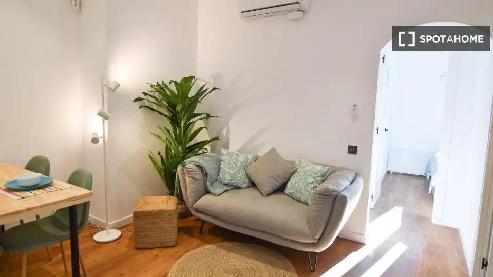 Sala d'estar de Apartament per a compartir en Barcelona amb Aire condicionat, Terrassa i Moblat