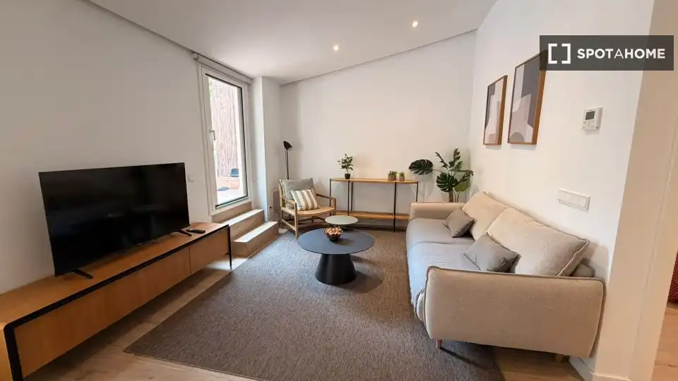 Sala d'estar de Pis per a compartir en Barcelona amb Aire condicionat, Terrassa i Moblat