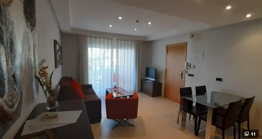 Sala d'estar de Apartament de lloguer en Benitachell / El Poble Nou de Benitatxell amb Aire condicionat, Terrassa i Moblat