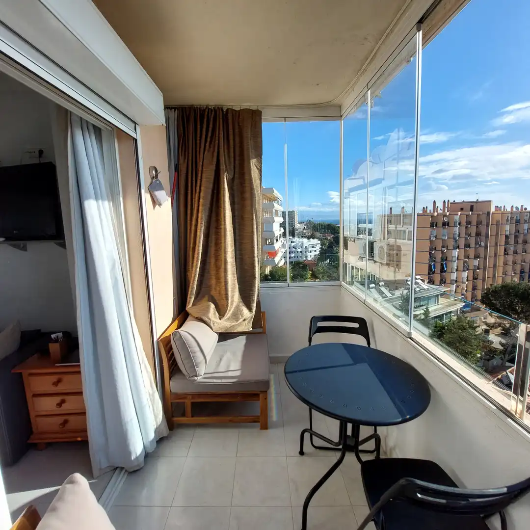 Terrasse von Wohnung zur Miete in Benalmádena mit Klimaanlage, Möbliert und Gemeinschaftspool