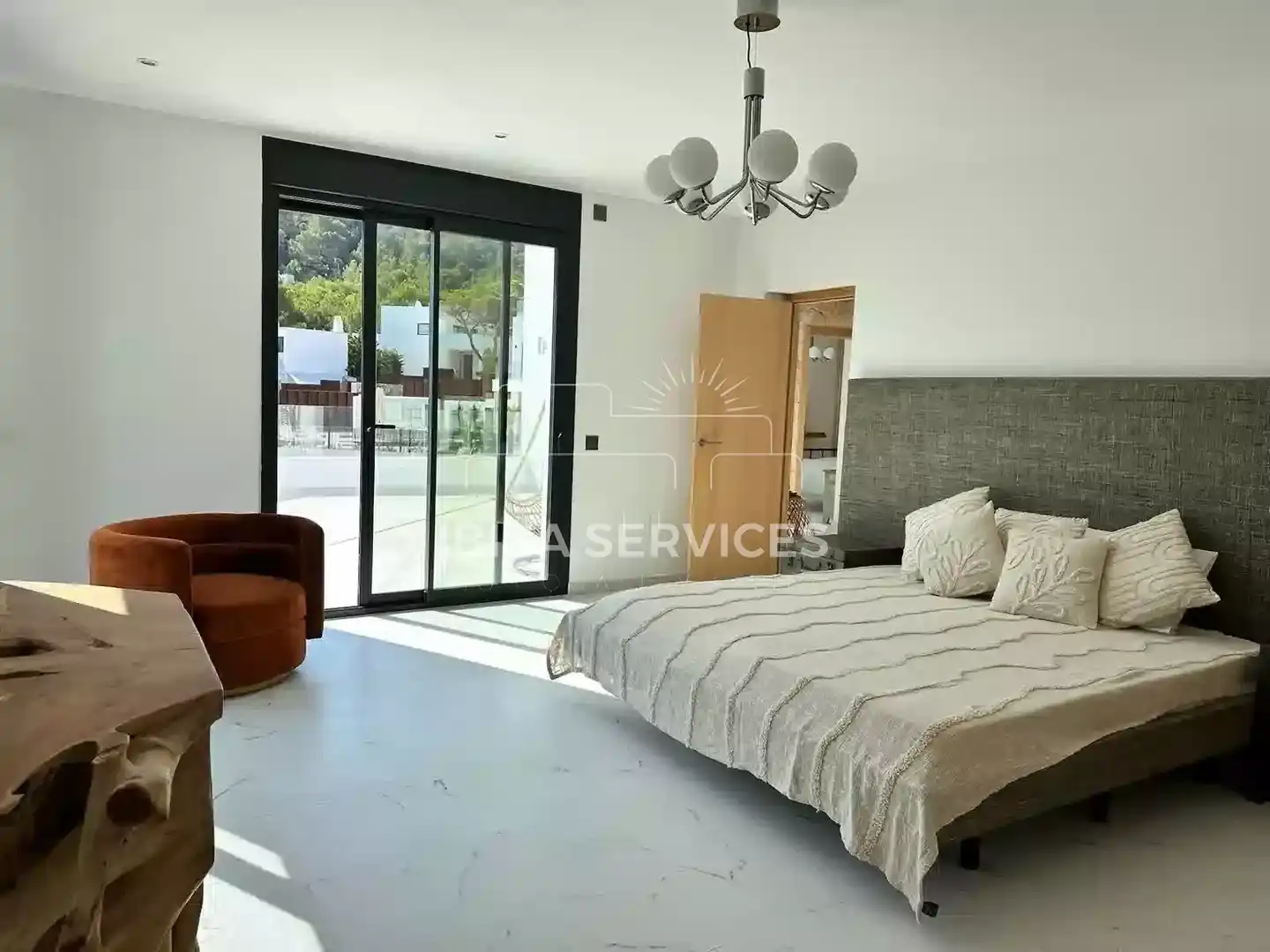 Habitación de Casa o chalet de alquiler en Santa Eulària des Riu con Aire acondicionado, Jardín privado y Piscina