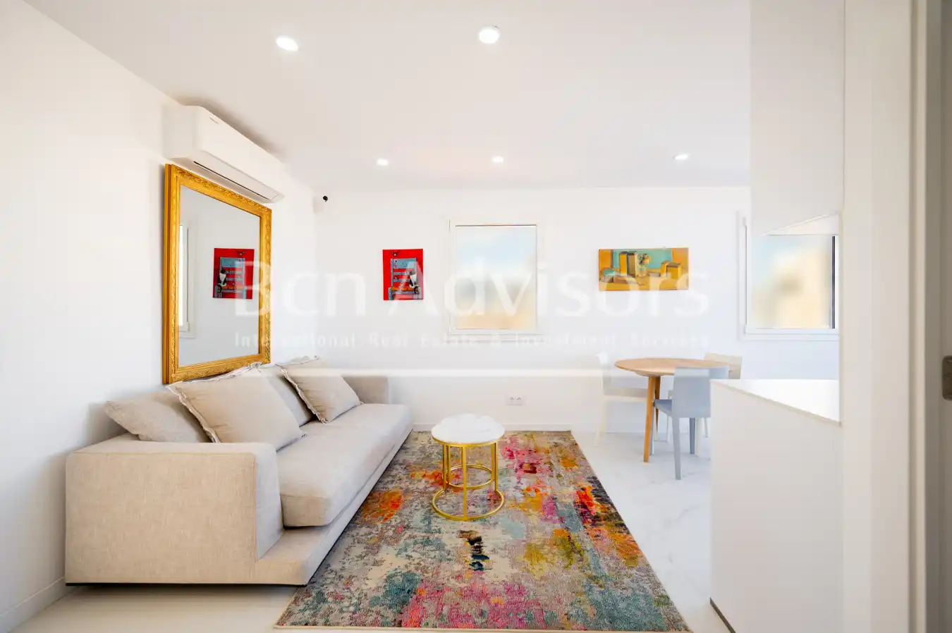 Wohnzimmer von Dachboden zum Verkauf in Barcelona mit Klimaanlage, Heizung und Terrasse