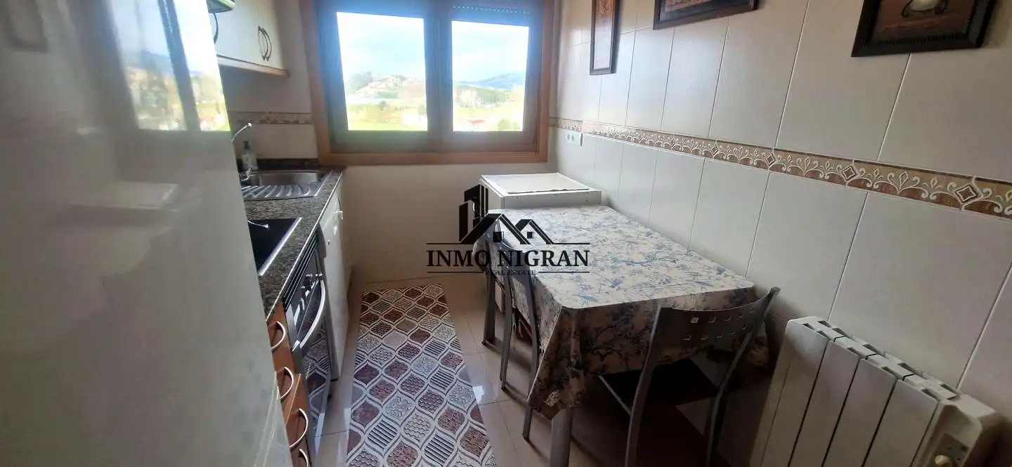 Kitchen of Flat for rent in Baiona  with Terrace, Furnished and Community pool