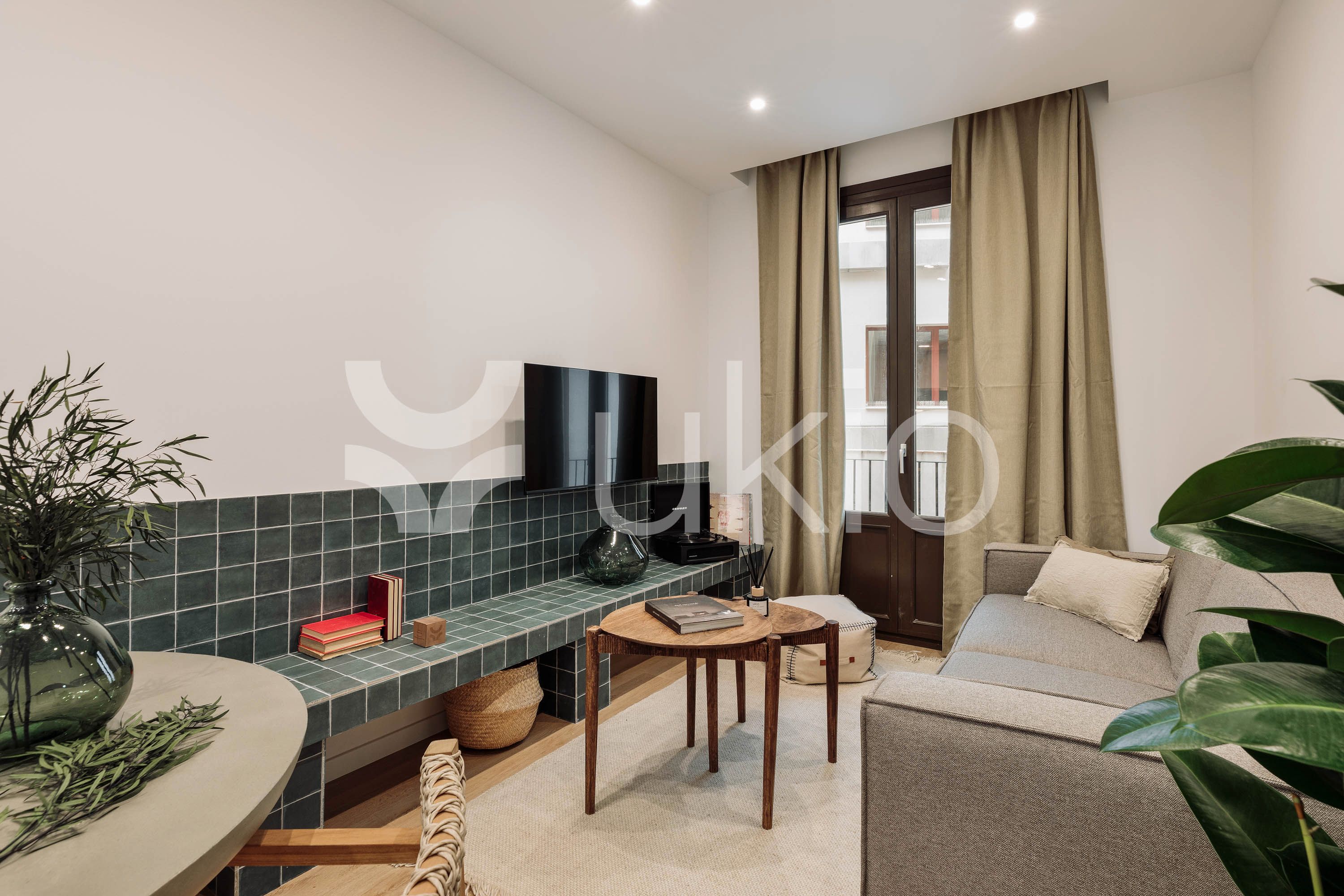 Sala d'estar de Apartament de lloguer en  Barcelona Capital amb Aire condicionat, Calefacció i Moblat