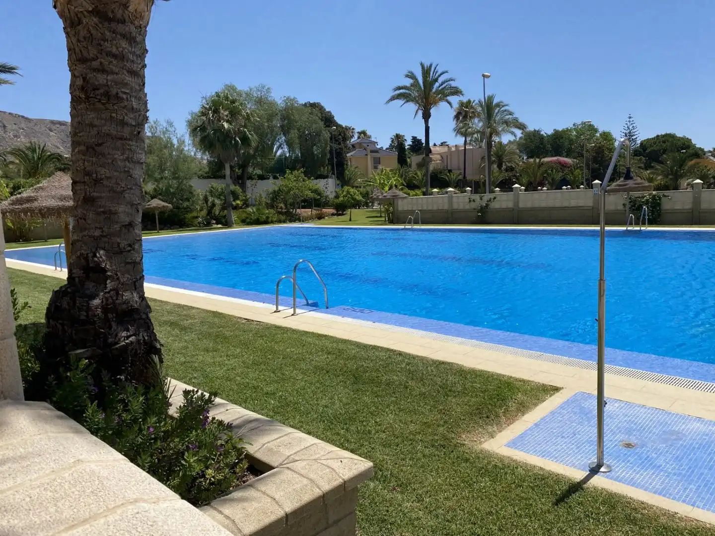 Schwimmbecken von Wohnung zur Miete in Roquetas de Mar mit Klimaanlage und Balkon