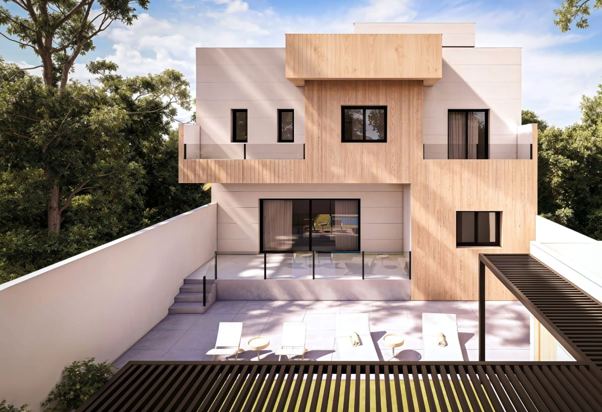 Exterior view of Single-family semi-detached for sale in  Madrid Capital