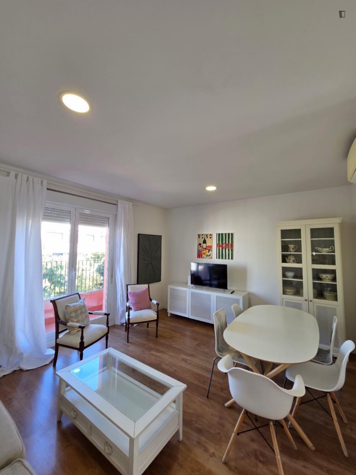 Living room of Apartment to rent in  Sevilla Capital  with Air Conditioner, Furnished and Washing machine