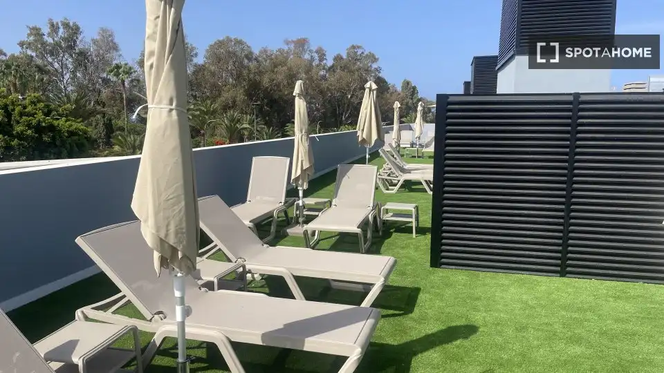 Terraza de Estudio para compartir en Mogán con Aire acondicionado, Terraza y Amueblado