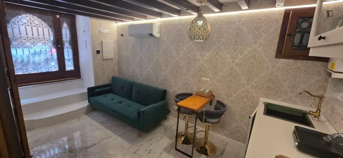 Sala d'estar de Apartament de lloguer en  Palma de Mallorca amb Aire condicionat, Moblat i Rentadora