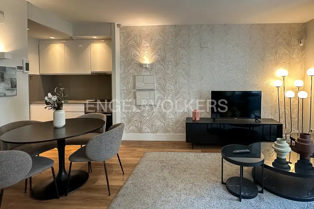 Wohnzimmer von Wohnung zur Miete in  Valencia Capital mit Klimaanlage, Heizung und Privatgarten