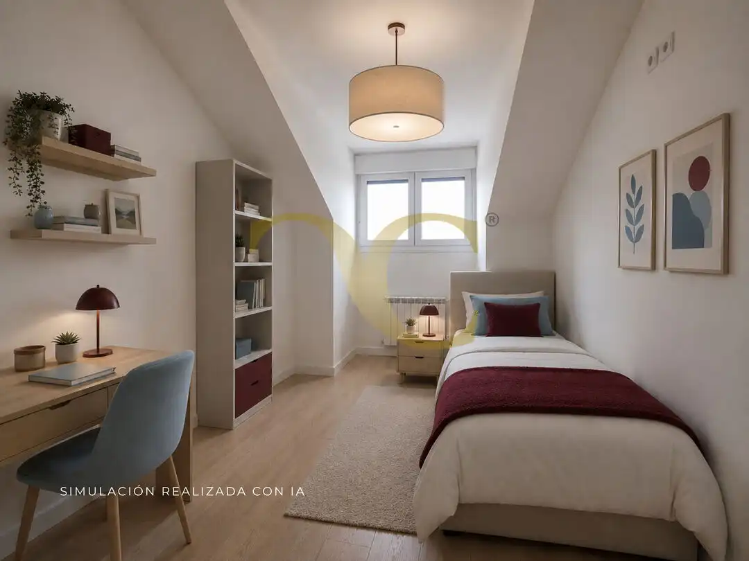 Schlafzimmer von Dachboden zum Verkauf in Llanes mit Heizung, Privatgarten und Terrasse