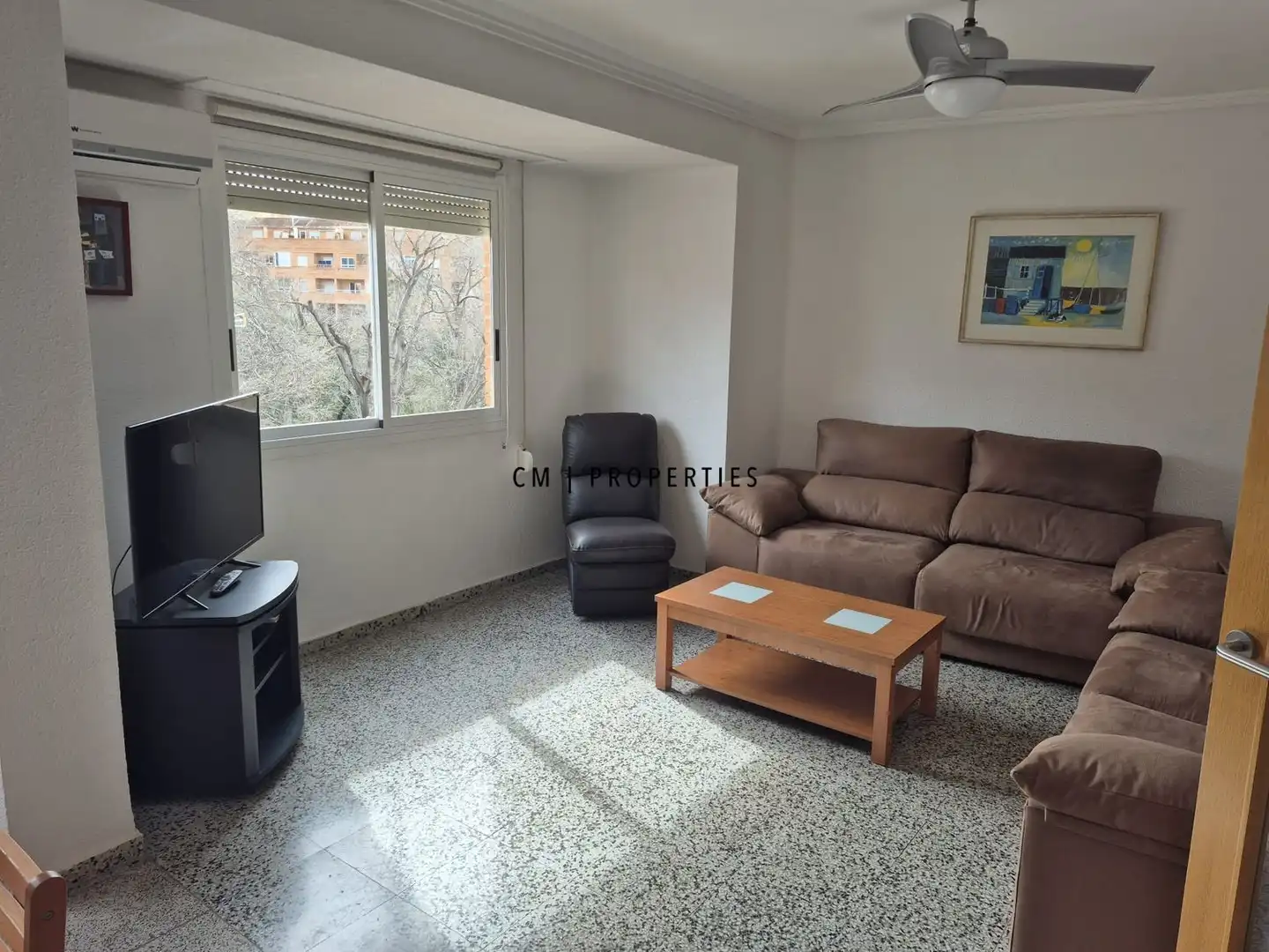 Sala d'estar de Pis de lloguer en Burjassot amb Aire condicionat, Terrassa i Moblat