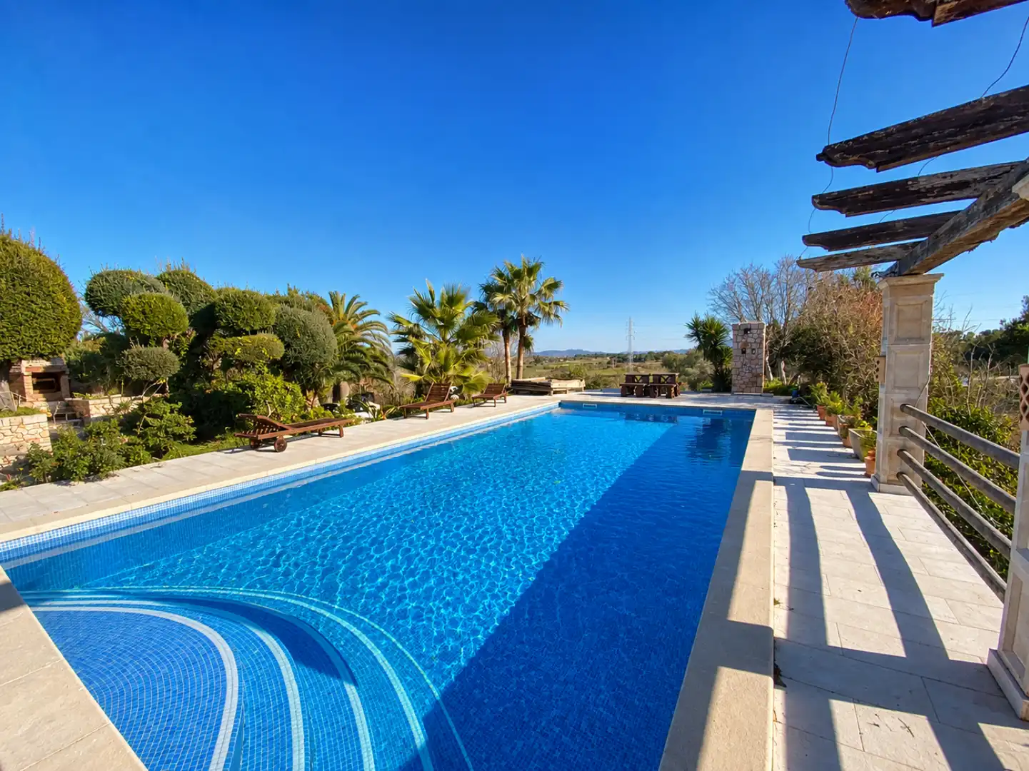 Schwimmbecken von Haus oder Chalet zur Miete in Porreres mit Klimaanlage, Heizung und Terrasse