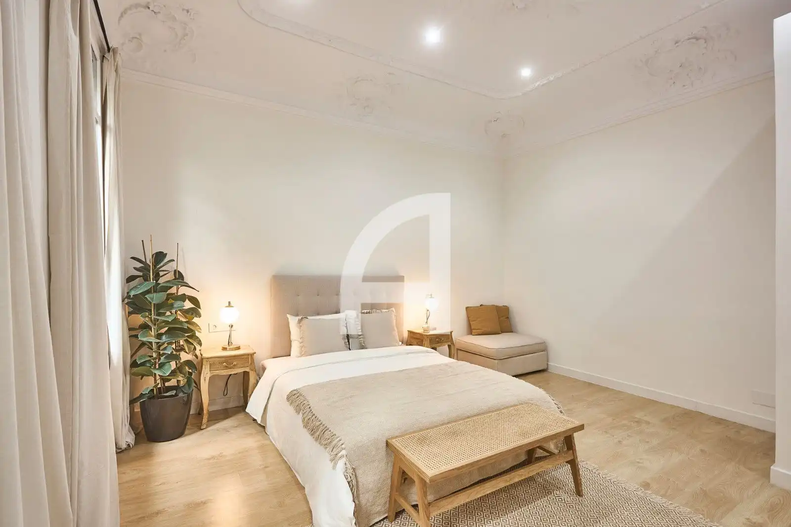 Schlafzimmer von Wohnung zur Miete in Barcelona mit Klimaanlage, Heizung und Parkett