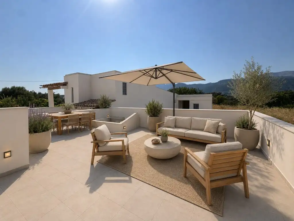 Terraza de Finca rústica en venta en Campanet con Aire acondicionado, Jardín privado y Terraza