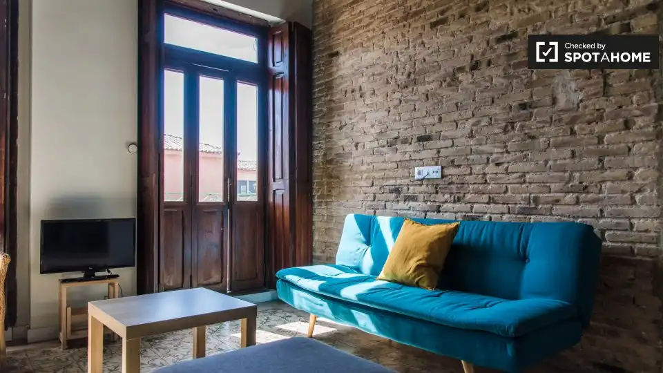 Living room of Flat for rent in Valencia  with Air Conditioner, Heating and Furnished