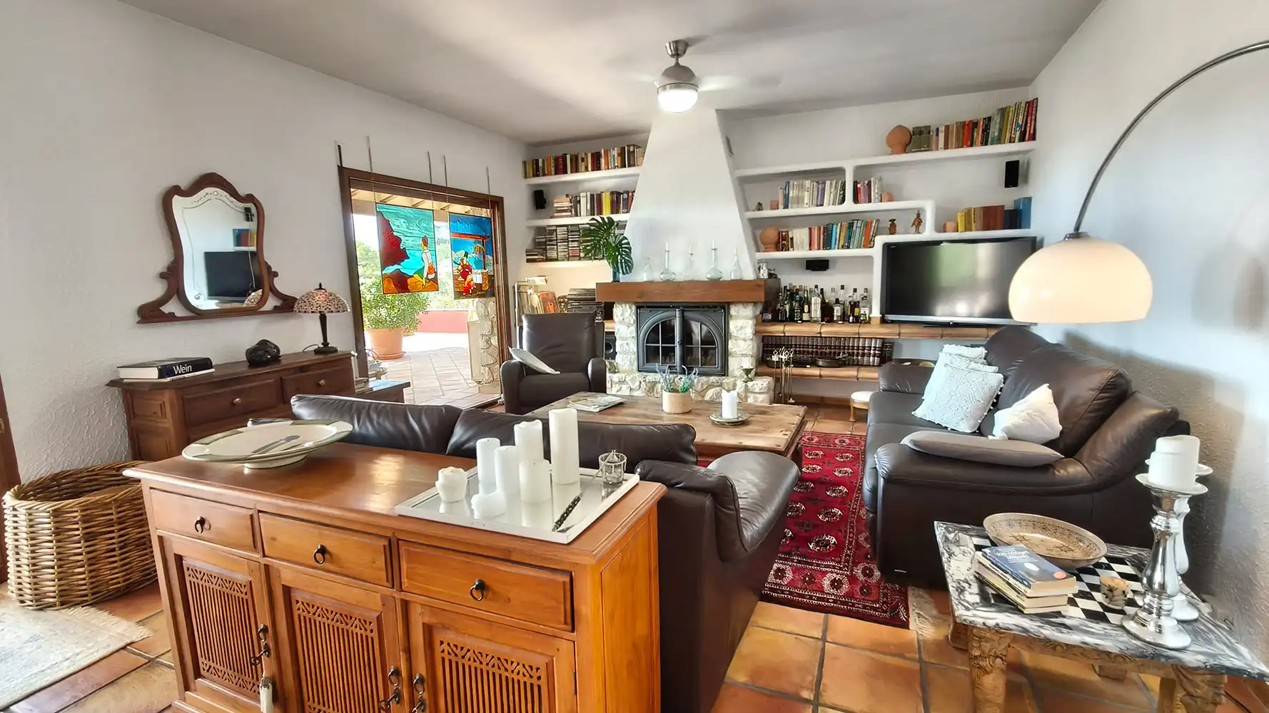 Sala d'estar de Finca rústica en venda en Finestrat amb Aire condicionat, Calefacció i Jardí privat